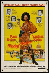 7h357 FRIDAY FOSTER 1sh '76 artwork of sexiest Pam Grier with gun and camera!