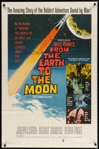 7h366 FROM THE EARTH TO THE MOON 1sh '58 Jules Verne's boldest adventure dared by man!