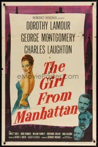 7h385 GIRL FROM MANHATTAN 1sh '48 George Montgomery, art of sexy Dorothy Lamour!