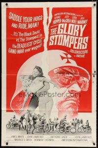 7h391 GLORY STOMPERS 1sh '67 AIP biker, Dennis Hopper, wild image of bikers on the rampage!