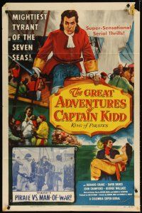 7h397 GREAT ADVENTURES OF CAPTAIN KIDD chapter 1 1sh '53 pirates, swashbuckling super-serial!