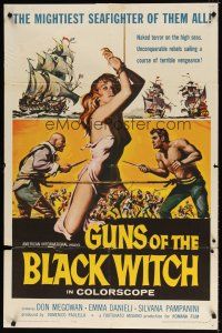 7h409 GUNS OF THE BLACK WITCH 1sh '61 super sexy art, unconquerable bararians of the sea!