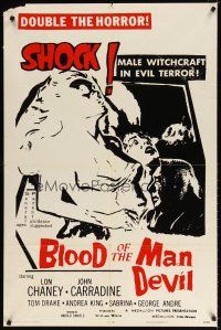 7h449 HOUSE OF THE BLACK DEATH 1sh R71 John Carrandine, Lon Chaney Jr, male witchcraft!