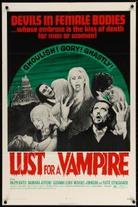7h554 LUST FOR A VAMPIRE 1sh '71 wacky sexy devils in female bodies with the kiss of death!