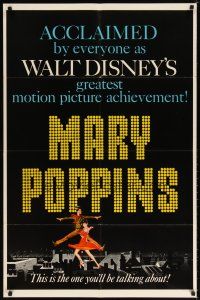7h577 MARY POPPINS style B 1sh '64 Julie Andrews, Dick Van Dyke, Walt Disney classic!