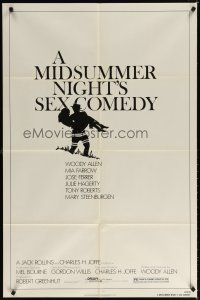7h590 MIDSUMMER NIGHT'S SEX COMEDY 1sh '82 Woody Allen, Mia Farrow, cool silhouette artwork!