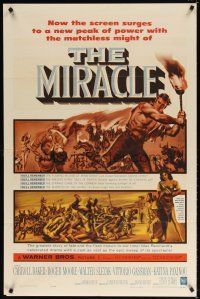 7h593 MIRACLE 1sh '59 directed by Irving Rapper, Roger Moore & sexy Carroll Baker!