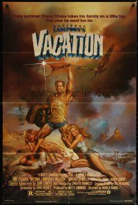 7h620 NATIONAL LAMPOON'S VACATION 1sh '83 sexy art of Chevy Chase by Boris Vallejo!