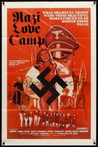 7h622 NAZI LOVE CAMP 1sh '77 classic bad taste image of tortured girls & swastika!