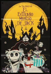7h635 NIGHTMARE BEFORE CHRISTMAS Spanish/U.S. 1sh '93 Tim Burton, Disney, great different horror art!