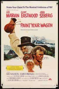 7h666 PAINT YOUR WAGON 1sh '69 art of Clint Eastwood, Lee Marvin & pretty Jean Seberg!