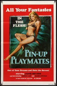 7h688 PIN-UP PLAYMATES 1sh '70s out of your dreams and onto the screen, sexy artwork!