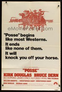 7h695 POSSE int'l 1sh '75 Kirk Douglas, it begins like most westerns but ends like none of them!
