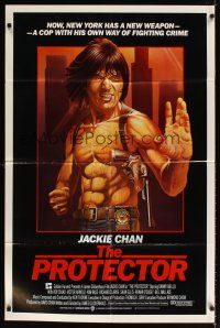 7h712 PROTECTOR int'l 1sh '85 Danny Aiello, Achilleos art of Jackie Chan huge gun!