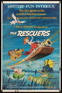 7h728 RESCUERS 1sh '77 Disney mouse mystery adventure cartoon from depths of Devil's Bayou!