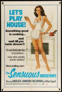 7h769 SENSUOUS HOUSEWIFE 1sh '72 Hausfrauen-Report 3, art of sexy wife in nothing but apron!
