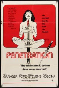 7h797 PENETRATION 1sh '76 Farley Granger in unauthorized pornographic version of Slasher!
