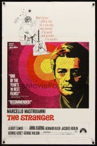 7h839 STRANGER 1sh '68 Luchino Visconti's Lo Straniero, mosaic art of Marcello Mastroianni!