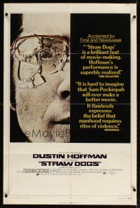 7h840 STRAW DOGS style C 1sh '72 Sam Peckinpah, c/u of Dustin Hoffman with broken glasses!