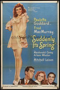 7h845 SUDDENLY IT'S SPRING style A 1sh '46 classic sexy Alberto Vargas art of Paulette Goddard!