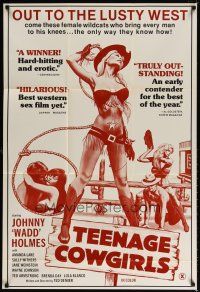 7h871 TEENAGE COWGIRLS 1sh '73 John Holmes goes to the lusty West for sexy female wildcats!