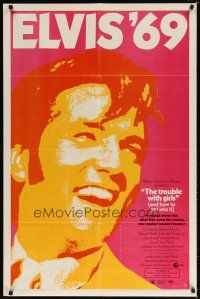 7h919 TROUBLE WITH GIRLS 1sh '69 great gigantic close up art of smiling Elvis Presley!