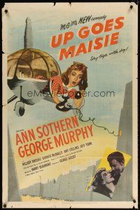 7h934 UP GOES MAISIE 1sh '46 art of wacky sky high Ann Sothern in airplane + with George Murphy!