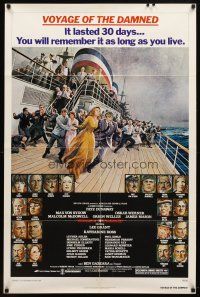 7h948 VOYAGE OF THE DAMNED 1sh '76 Faye Dunaway, Max Von Sydow, Richard Amsel art!