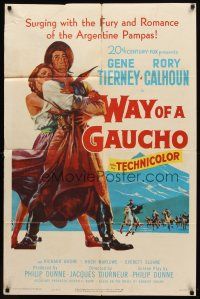 7h957 WAY OF A GAUCHO 1sh '52 Gene Tierney, Rory Calhoun, Richard Boone!