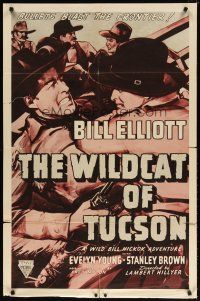 7h970 WILDCAT OF TUCSON 1sh R40s Bill Elliot as Wild Bill Hickok, bullets blast the frontier!