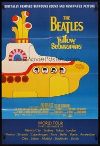 7h990 YELLOW SUBMARINE advance DS 1sh R99 psychedelic art of Beatles John, Paul, Ringo & George!