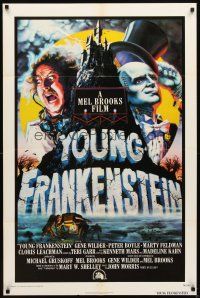 7h993 YOUNG FRANKENSTEIN int'l 1sh '74 Mel Brooks, art of Gene Wilder, Peter Boyle & Marty Feldman!