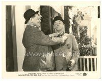 7j510 A-HAUNTING WE WILL GO 8x10 still '42 Oliver Hardy adjusts Stan Laurel's bow tie!