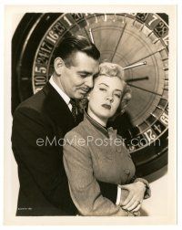 7j528 ANY NUMBER CAN PLAY 8x10 still '49 c/u Clark Gable holding Audrey Totter by roulette wheel!