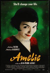 7p052 AMELIE 1sh '01 Jean-Pierre Jeunet, great close up of Audrey Tautou!