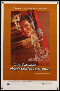 7p076 ANY WHICH WAY YOU CAN 1sh '80 cool artwork of Clint Eastwood by Bob Peak!