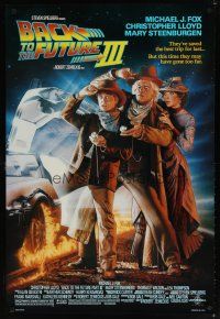7p102 BACK TO THE FUTURE III DS 1sh '90 Michael J. Fox, Chris Lloyd, Drew Struzan art!