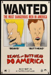 7p128 BEAVIS & BUTT-HEAD DO AMERICA teaser 1sh '96 Mike Judge, most dangerous men in America!