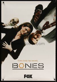 7p155 BONES TV 1sh '05 TV crime drama, cool image of Emily Deschanel holding skull!