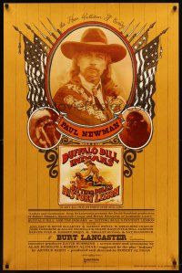 7p174 BUFFALO BILL & THE INDIANS advance 1sh '76 art of Paul Newman as William F. Cody by McMacken!