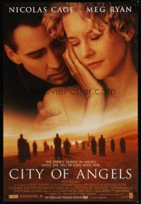 7p192 CITY OF ANGELS video 1sh '98 Nicolas Cage & Meg Ryan, based on Wings of Desire!