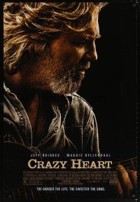 7p201 CRAZY HEART advance DS 1sh '09 great image of country music singer Jeff Bridges!