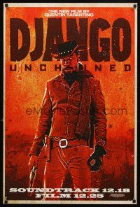 7p247 DJANGO UNCHAINED soundtrack & film advance 1sh '12 cool image of Jamie Foxx in title role!