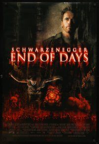 7p265 END OF DAYS DS 1sh '99 grizzled Arnold Schwarzenegger, cool creepy horror images!