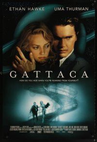 7p335 GATTACA int'l DS 1sh '97 Ethan Hawke, Uma Thurman, there is no gene for the human spirit!