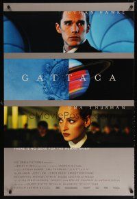 7p334 GATTACA DS 1sh '97 Ethan Hawke, Uma Thurman, there is no gene for the human spirit!