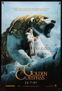 7p355 GOLDEN COMPASS teaser 1sh '07 Nicole Kidman, Dakota Blue Richards w/bear!