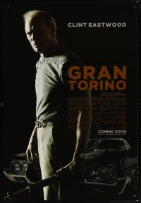 7p368 GRAN TORINO advance DS 1sh '08 great image of angry Clint Eastwood w/rifle & car!