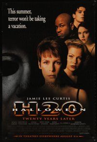 7p384 HALLOWEEN H20 advance 1sh '98 Jamie Lee Curtis sequel, terror won't be taking a vacation!