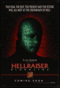 7p395 HELLRAISER: BLOODLINE teaser 1sh '96 Clive Barker, Pinhead at the crossroads of hell!